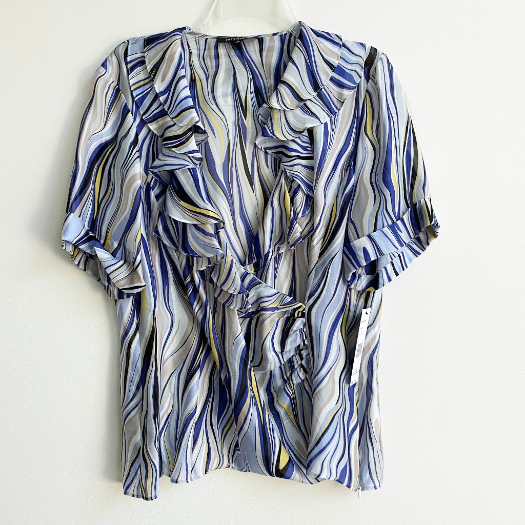 Lafayette 148 Ny Arline Ruffle Silk Blouse 14 Nwt